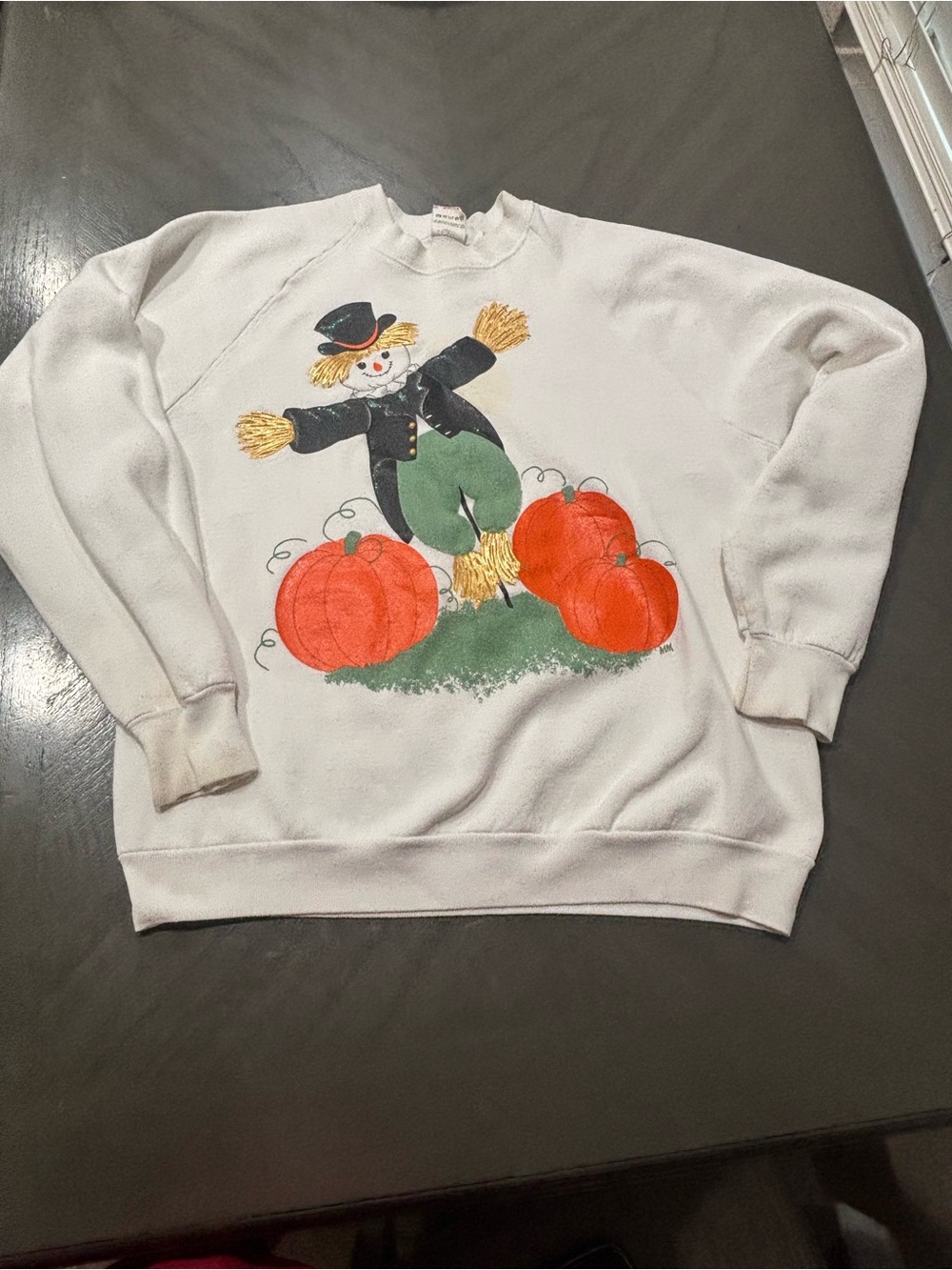 Vintage Fruit of the Loom Scarecrow Pumpkin Sweatshirt Size Large